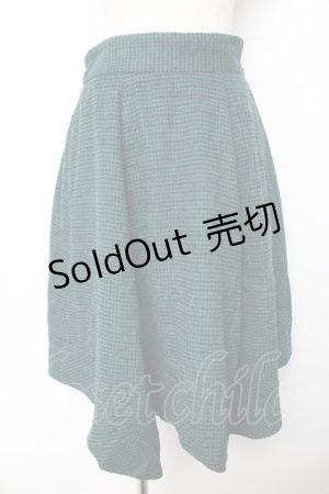 画像: axes femme / 千鳥イレヘムスカート  グリーン Y-25-11-01-148-AX-SK-SZ-ZY