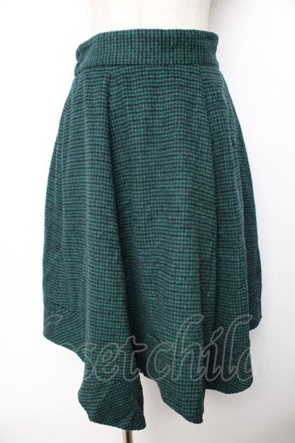 画像1: axes femme / 千鳥イレヘムスカート  グリーン Y-25-11-01-148-AX-SK-SZ-ZY (1)