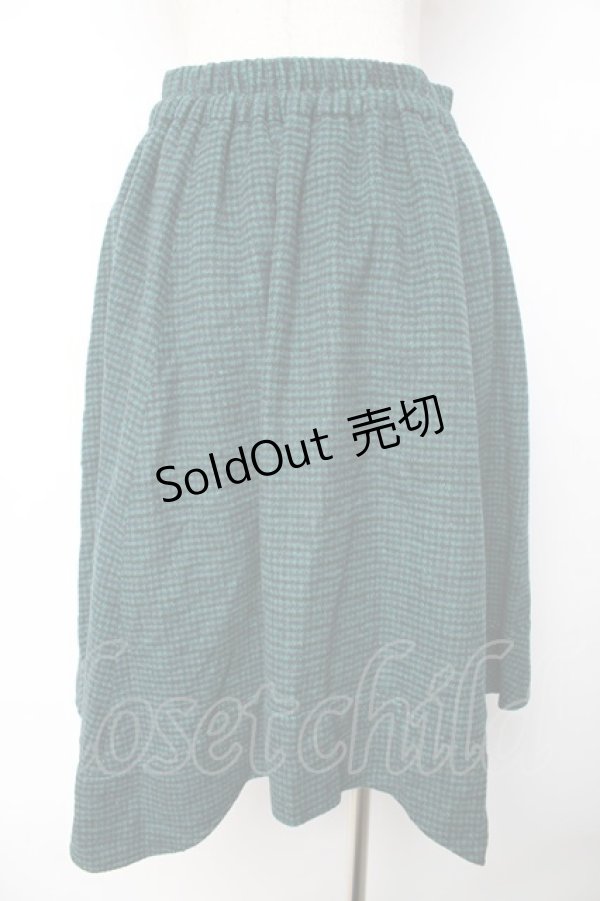 画像2: axes femme / 千鳥イレヘムスカート  グリーン Y-25-11-01-148-AX-SK-SZ-ZY (2)