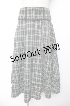 画像: axes femme / ベルト付チェック柄タックスカート F グリーン Y-25-11-01-151-AX-SK-SZ-ZY