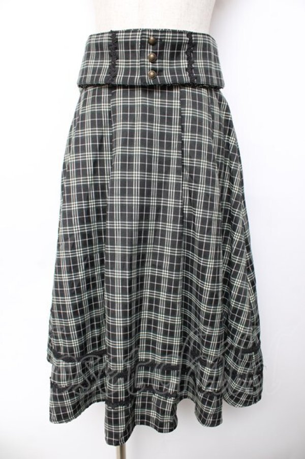 画像1: axes femme / ベルト付チェック柄タックスカート F グリーン Y-25-11-01-151-AX-SK-SZ-ZY (1)