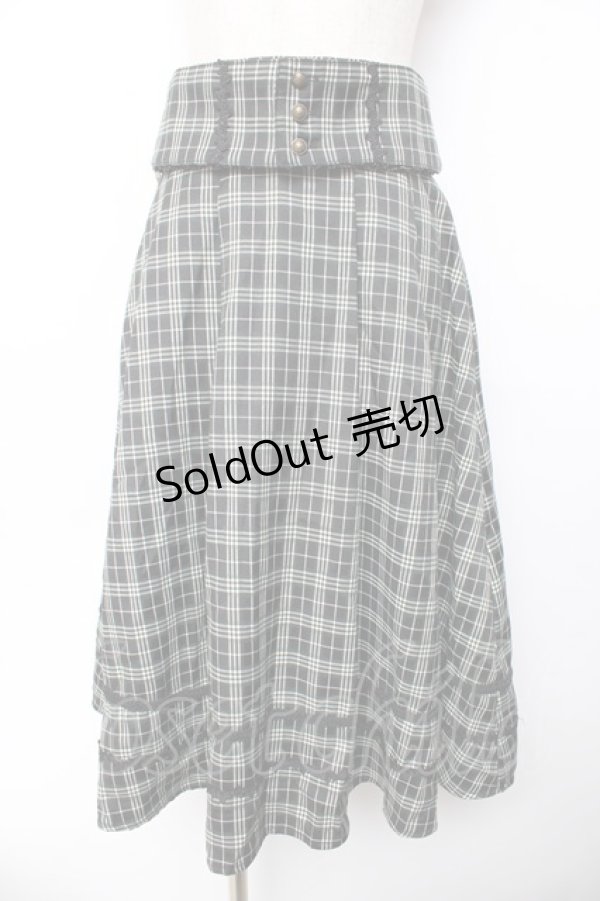 画像1: axes femme / ベルト付チェック柄タックスカート F グリーン Y-25-11-01-151-AX-SK-SZ-ZY (1)