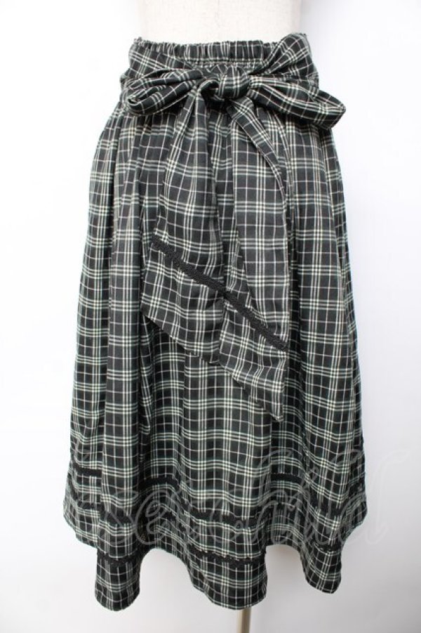 画像2: axes femme / ベルト付チェック柄タックスカート F グリーン Y-25-11-01-151-AX-SK-SZ-ZY (2)