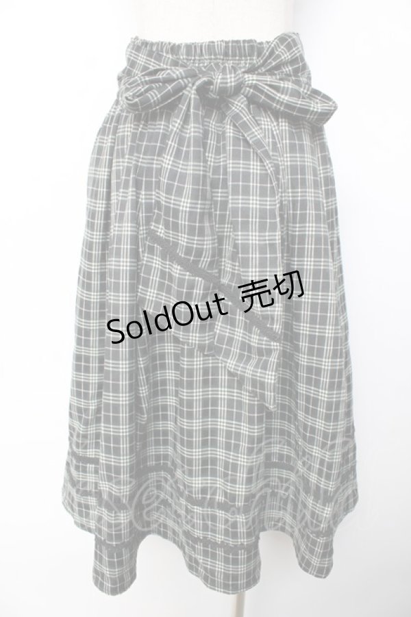 画像2: axes femme / ベルト付チェック柄タックスカート F グリーン Y-25-11-01-151-AX-SK-SZ-ZY (2)