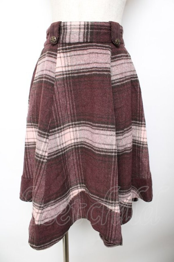 画像1: axes femme / チェックフレアスカート  赤 Y-25-11-01-152-AX-SK-SZ-ZY (1)