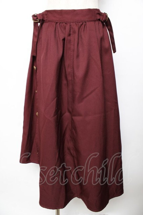 画像1: axes femme / サイド釦アシンメトリースカート M ワイン Y-25-11-01-154-AX-SK-SZ-ZY (1)