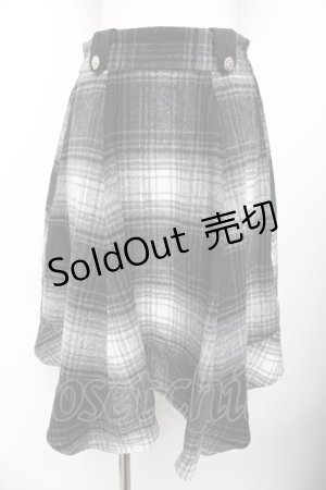 画像: axes femme / シャギーチェックイレヘムスカート M 黒 Y-25-11-01-156-AX-SK-SZ-ZY