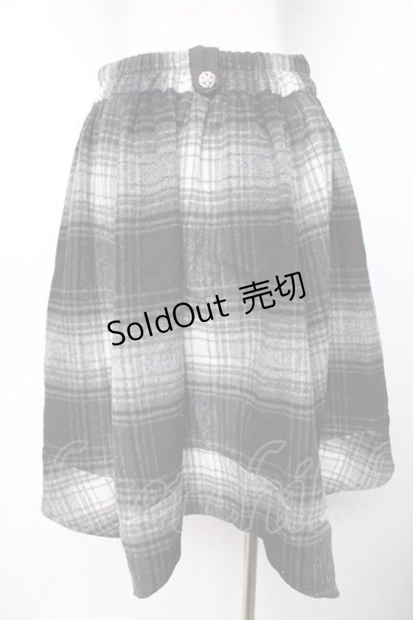 画像2: axes femme / シャギーチェックイレヘムスカート M 黒 Y-25-11-01-156-AX-SK-SZ-ZY (2)