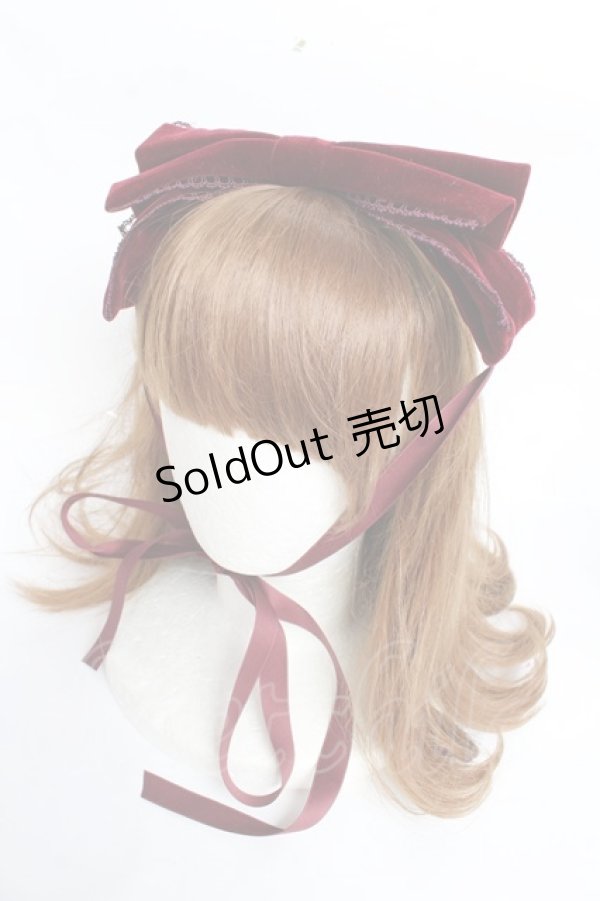 画像1: axes femme kawaii / ベロアリボンヘッドドレス  ワイン Y-25-11-01-023-AX-AC-SZ-ZY (1)