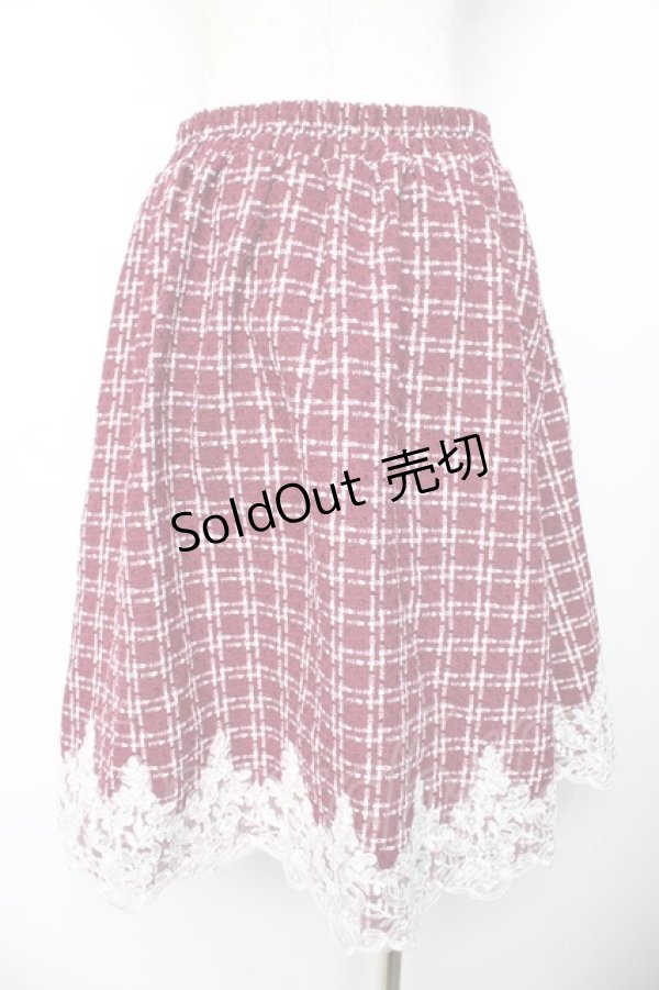 画像2: axes femme POETIQUE / 裾レースツイードスカート M ワイン Y-25-11-01-157-AX-SK-SZ-ZY (2)