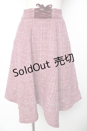 画像: axes femme / シャギーチェックイレヘムスカート  ワイン Y-25-11-01-158-AX-SK-SZ-ZI