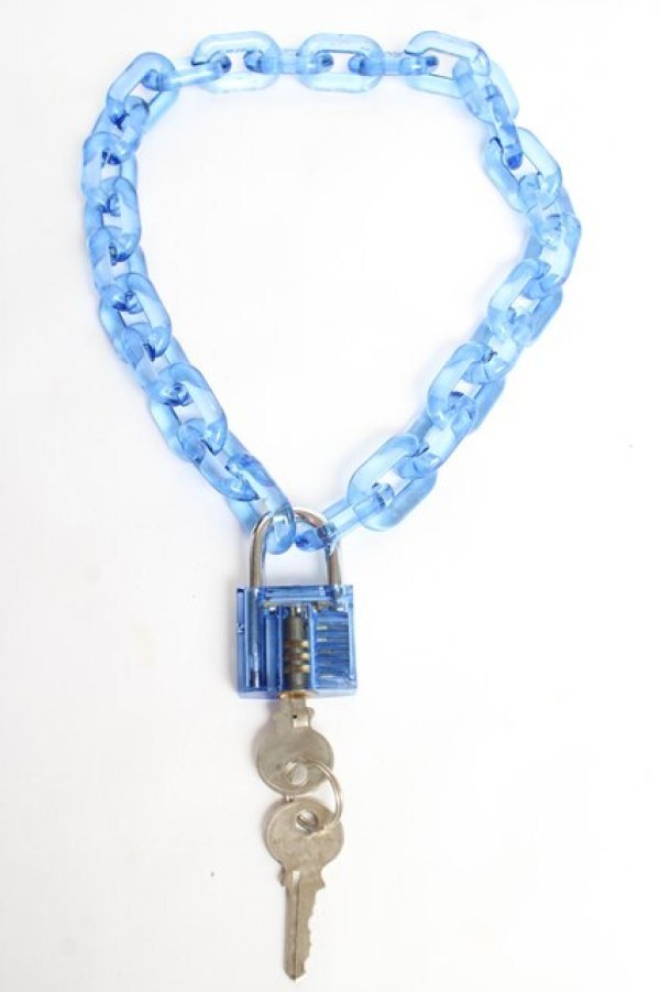 画像1: NOVESSEL / クリアチェーン南京錠ネックレス  ブルー Y-25-11-01-004-PU-AC-SZ-ZY (1)