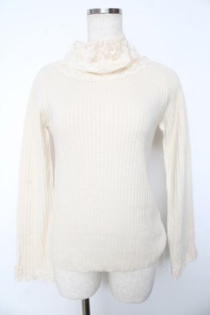 画像: axes femme / レースネックニットトップス  キナリ Y-25-11-01-033-AX-TO-SZ-ZY