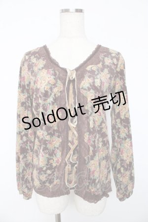 画像: axes femme / 花柄ベロアプルオーバー M 茶 Y-25-11-01-034-AX-TO-SZ-ZY