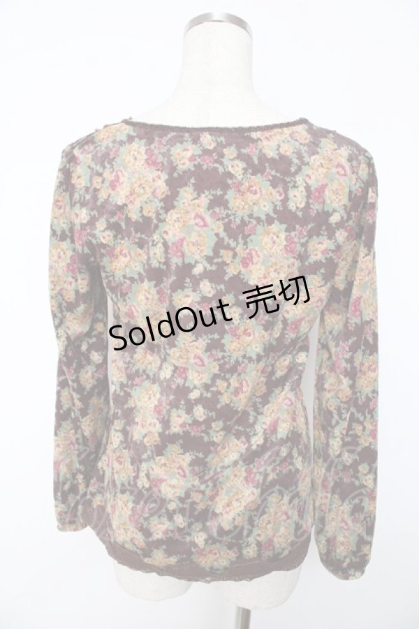 画像2: axes femme / 花柄ベロアプルオーバー M 茶 Y-25-11-01-034-AX-TO-SZ-ZY (2)