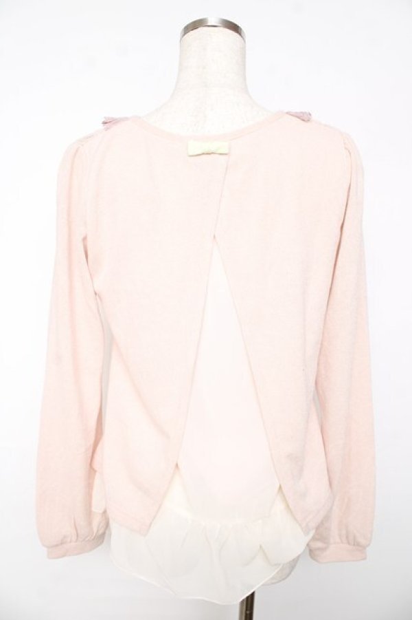 画像2: axes femme / 起毛レースVネックプルオーバー  ピンク Y-25-11-01-037-AX-TO-SZ-ZY (2)