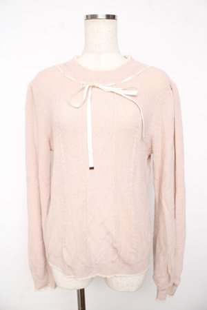 画像: axes femme / リボン通しニット  ピンク Y-25-11-01-039-AX-TO-SZ-ZY