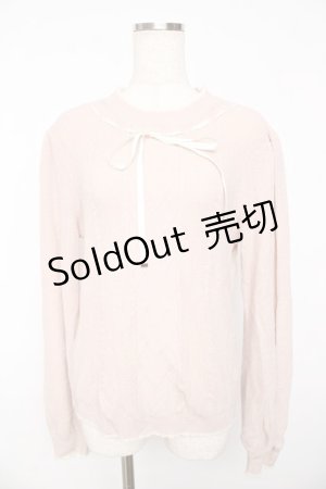 画像: axes femme / リボン通しニット  ピンク Y-25-11-01-039-AX-TO-SZ-ZY