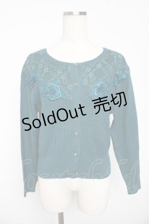 画像: axes femme / レース切替モチーフ付カーディガン M グリーン Y-25-11-01-046-AX-TO-SZ-ZY