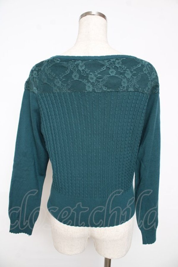 画像2: axes femme / レース切替モチーフ付カーディガン M グリーン Y-25-11-01-046-AX-TO-SZ-ZY (2)