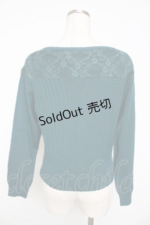 画像2: axes femme / レース切替モチーフ付カーディガン M グリーン Y-25-11-01-046-AX-TO-SZ-ZY (2)