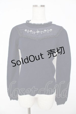 画像: axes femme POETIQUE / 雪の結晶刺繍ニットプルオーバー  紺 Y-25-11-01-047-AX-TO-AS-ZY