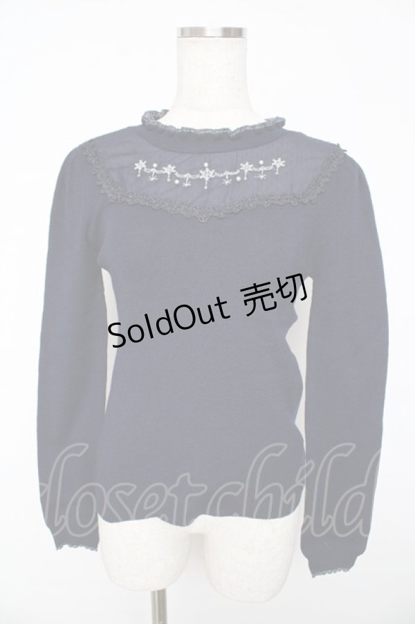 画像1: axes femme POETIQUE / 雪の結晶刺繍ニットプルオーバー  紺 Y-25-11-01-047-AX-TO-AS-ZY (1)