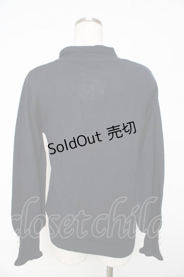 画像2: axes femme / フラワー刺繍ボウタイニット  紺 Y-25-11-01-048-AX-TO-AS-ZY (2)