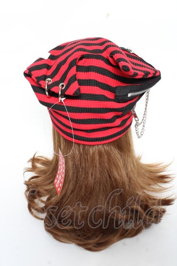 画像3: ACDC RAG / 冥闇ネコミミクロスハット  赤×黒 Y-25-11-05-038-PU-AC-SZ-ZY (3)