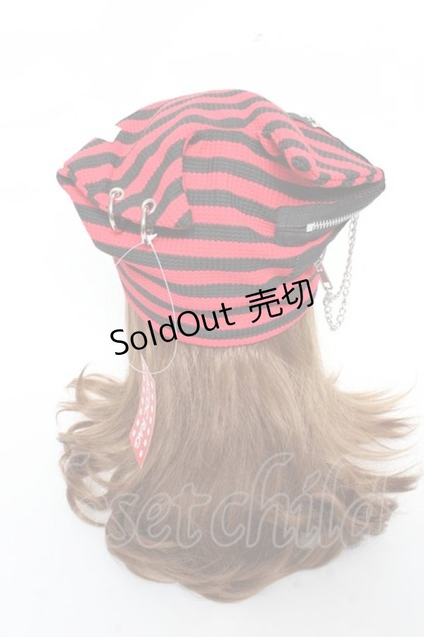 画像3: ACDC RAG / 冥闇ネコミミクロスハット  赤×黒 Y-25-11-05-038-PU-AC-SZ-ZY (3)