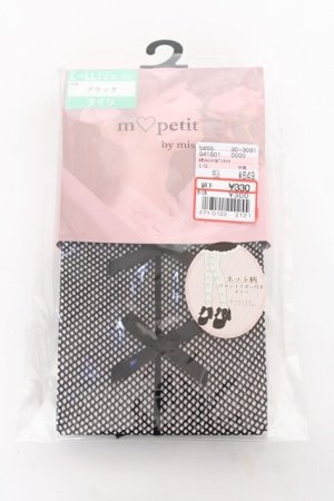 画像: m petit by misako / AMフロントリボンタイツ L-LL 中黒 Y-25-11-05-006-LO-ZA-SZ-ZY