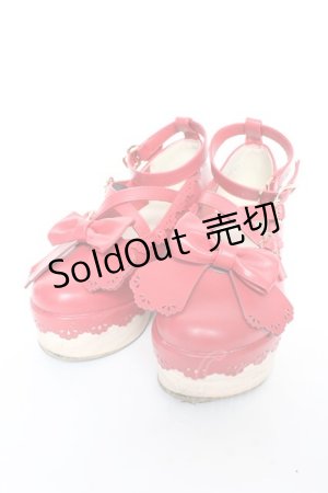 画像: axes femme Kawaii / スカラップ木底風シューズ M 赤 Y-25-11-05-043-AX-SH-SZ-ZTK034