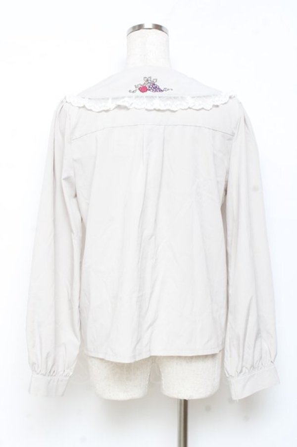 画像2: axes femme POETIQUE / ラ　レコルト刺繍襟ブラウス M ベージュ Y-25-11-05-050-AX-BL-SZ-ZI (2)