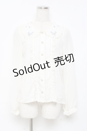 画像: axes femme POETIQUE / 襟花刺繍ブラウス M 生成り Y-25-11-05-052-AX-BL-SZ-ZY