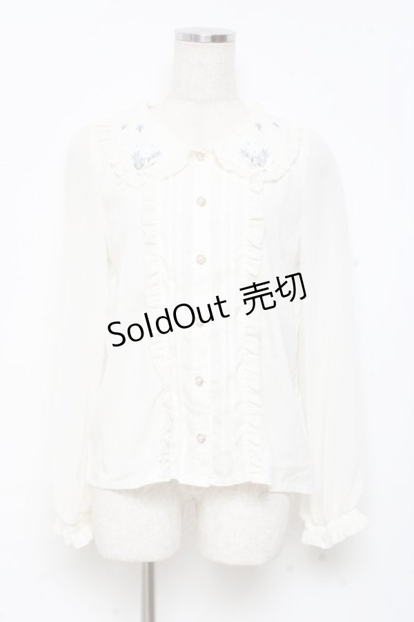 画像1: axes femme POETIQUE / 襟花刺繍ブラウス M 生成り Y-25-11-05-052-AX-BL-SZ-ZY (1)