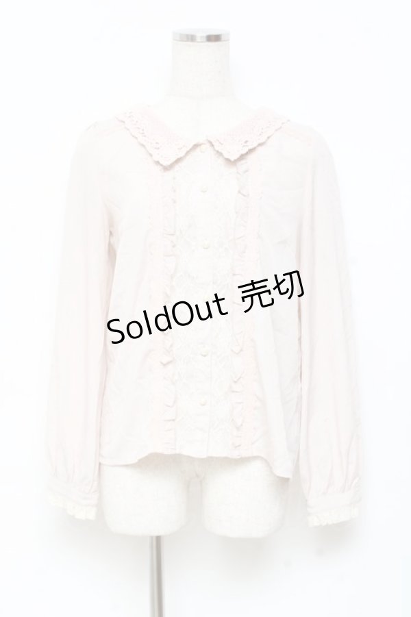 画像1: axes femme POETIQUE / セーラー襟レースブラウス M ベージュ Y-25-11-05-053-AX-BL-SZ-ZY (1)