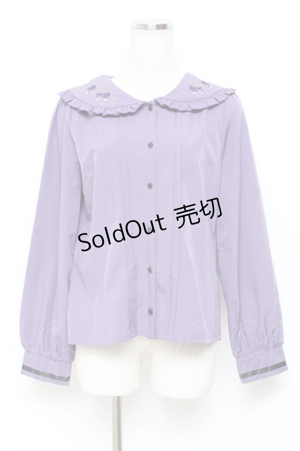 画像1: axes femme POETIQUE / ヴァンダンジュ刺繍ブラウス M パープル Y-25-11-05-055-AX-BL-SZ-ZY (1)