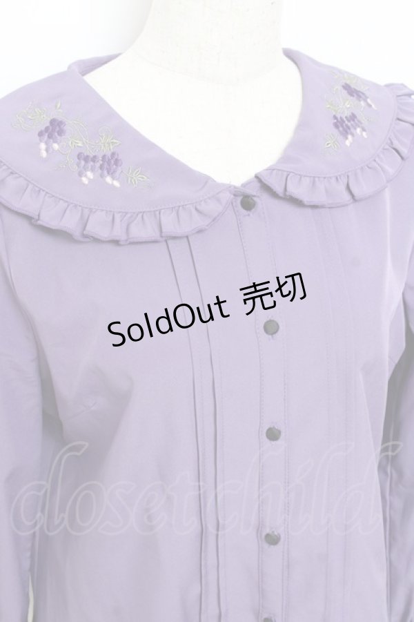 画像3: axes femme POETIQUE / ヴァンダンジュ刺繍ブラウス M パープル Y-25-11-05-055-AX-BL-SZ-ZY (3)