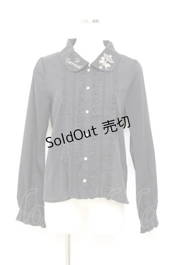 画像1: axes femme POETIQUE / メリーゴーランド刺繍ブラウス M 黒 Y-25-11-05-056-AX-BL-SZ-ZY (1)