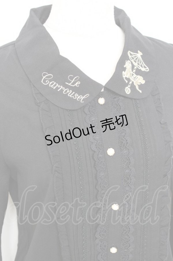 画像3: axes femme POETIQUE / メリーゴーランド刺繍ブラウス M 黒 Y-25-11-05-056-AX-BL-SZ-ZY (3)