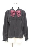 画像1: axes femme POETIQUE / 音符刺繍リボン付ブラウス M 黒 Y-25-11-05-057-AX-BL-SZ-ZY (1)