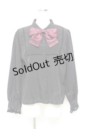 画像: axes femme POETIQUE / 音符刺繍リボン付ブラウス M 黒 Y-25-11-05-057-AX-BL-SZ-ZY