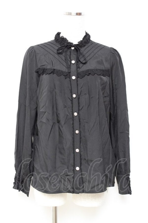 画像1: axes femme kawaii / 袖レースアップブラウス M 黒 Y-25-11-05-058-AX-BL-SZ-ZI (1)