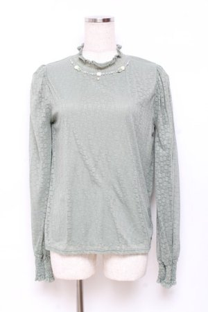 画像: axes femme / ビジューデザイン総レースプルオーバー F グリーン Y-25-11-05-060-AX-TO-SZ-ZY