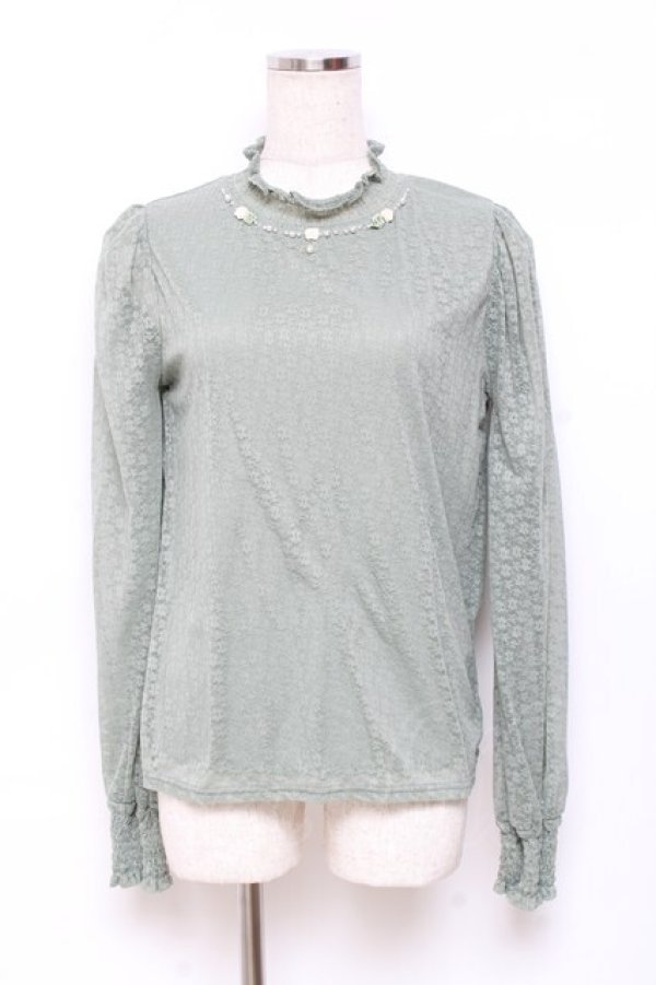 画像1: axes femme / ビジューデザイン総レースプルオーバー F グリーン Y-25-11-05-060-AX-TO-SZ-ZI (1)