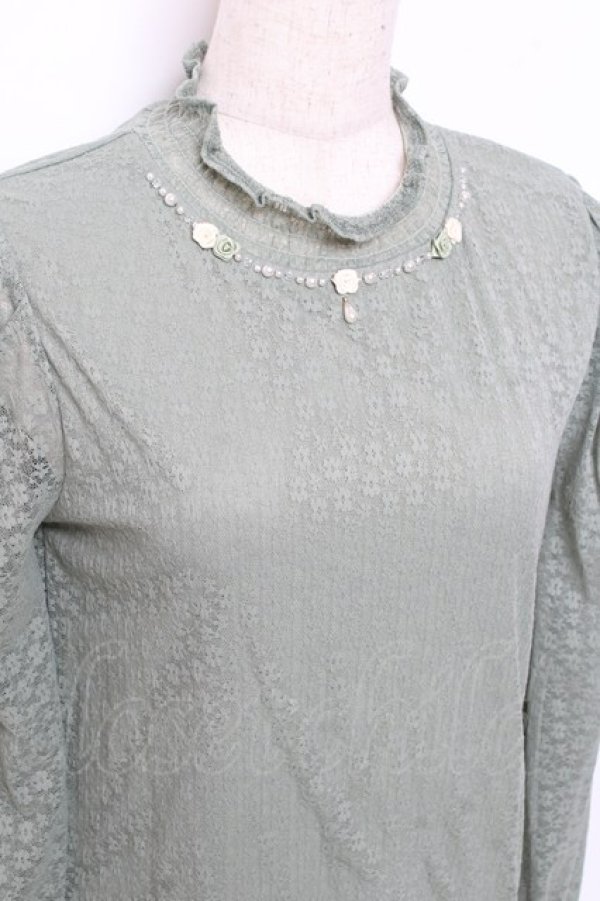 画像3: axes femme / ビジューデザイン総レースプルオーバー F グリーン Y-25-11-05-060-AX-TO-SZ-ZI (3)