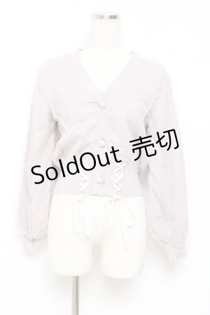 画像: axes femme POETIQUE / レースアップショートカーディガン M ラベンダー Y-25-11-05-061-AX-TO-SZ-ZY