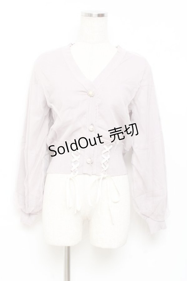 画像1: axes femme POETIQUE / レースアップショートカーディガン M ラベンダー Y-25-11-05-061-AX-TO-SZ-ZY (1)