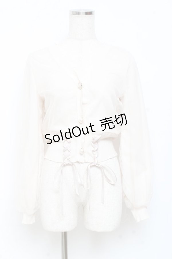 画像1: axes femme POETIQUE / レースアップショートカーディガン M 生成り Y-25-11-05-063-AX-TO-SZ-ZY (1)