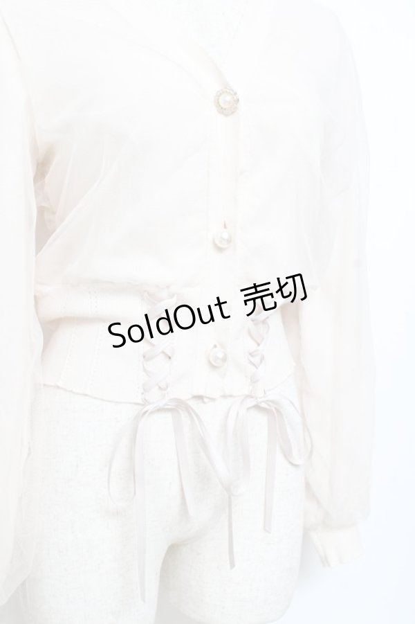 画像3: axes femme POETIQUE / レースアップショートカーディガン M 生成り Y-25-11-05-063-AX-TO-SZ-ZY (3)